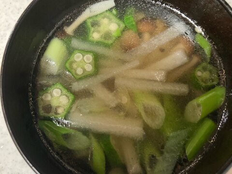 中華スープ☆大根、おくら、しめじ